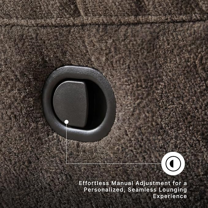 Signature Design by Ashley Frohn Rocker Recliner Chair, Chocolate Brown | Plush chenille fabric, Oversized 43-in manual pull-tab design, Space-saving 12-in...