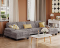 Furmax Sectional Couches for Living Room, Chenille, Grey | U-Shaped Sofa Couch with Linen Fabric, 4 Seat Sofa Set with Double Chaise for Apartment
