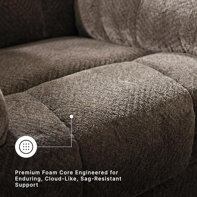 Signature Design by Ashley Frohn Rocker Recliner Chair, Chocolate Brown | Plush chenille fabric, Oversized 43-in manual pull-tab design, Space-saving 12-in...